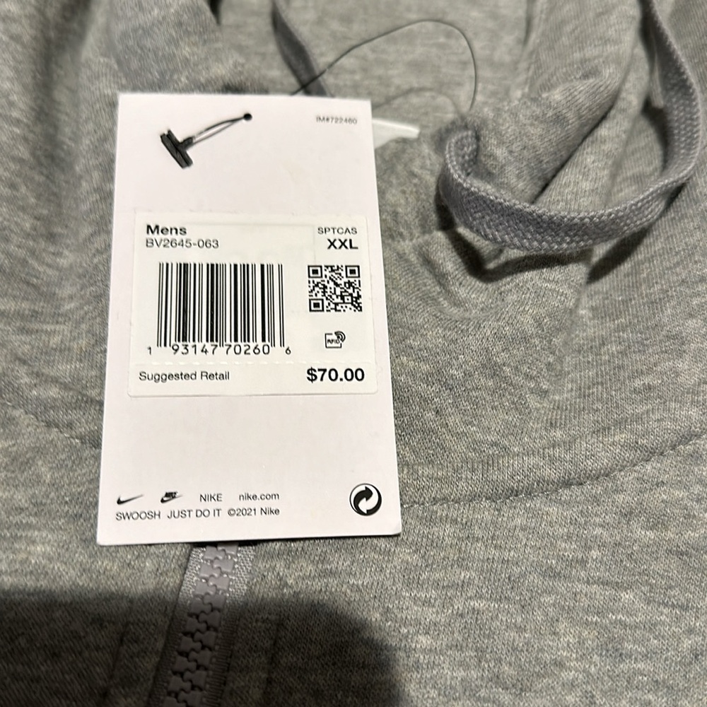 Brand New Men’s Nike Zip Up Hoodie in Grey F38 - Picture 2 of 3